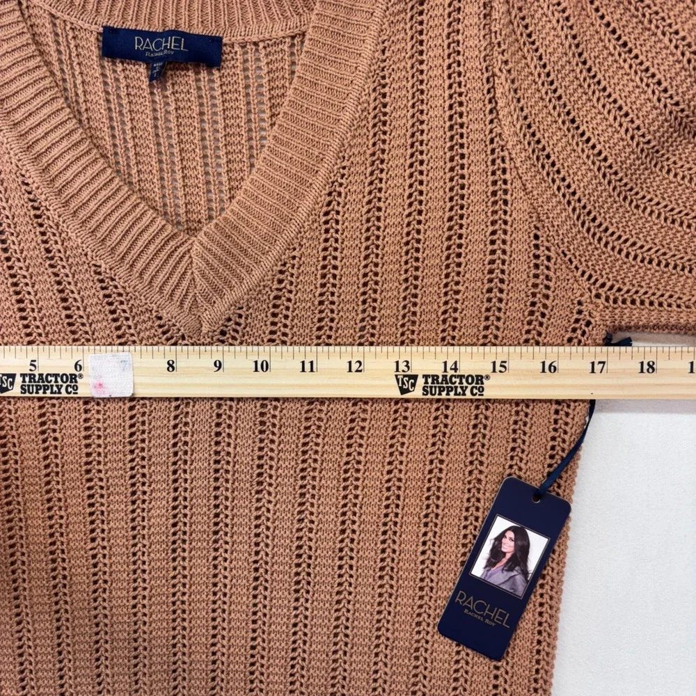 Rachel Rachel Roy Womens V Neck Short Sleeve Knit Sweater Small New Rust Orange‎